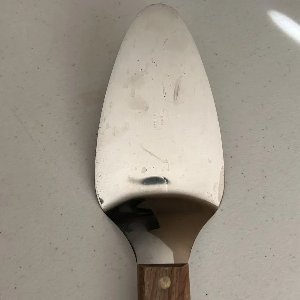 Vintage Dexter S245R Pie Cake Server Spatula Stainless Steel Wood Handle 11